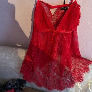 LLC
Description: , Frederick's of Hollywood Red Sheer Slip Mini Dress, size XL